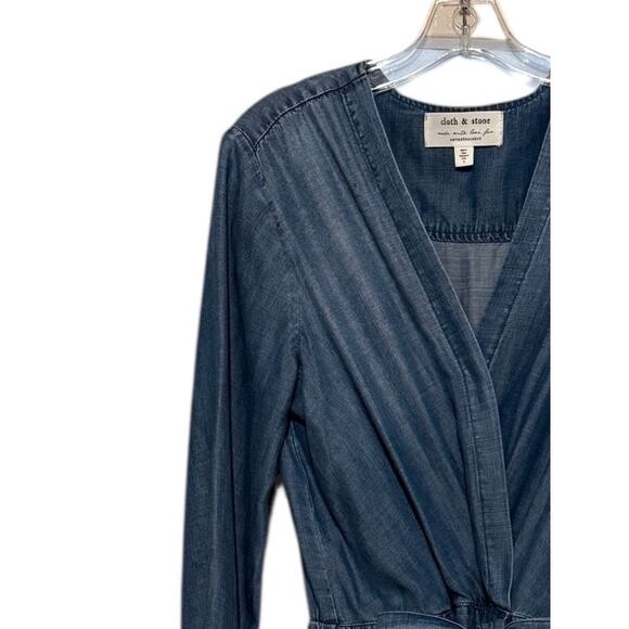 Cloth & Stone Anthropologie Denim Chambray Jumpsuit Womens Size M Blue Wide Leg - Picture 5 of 6